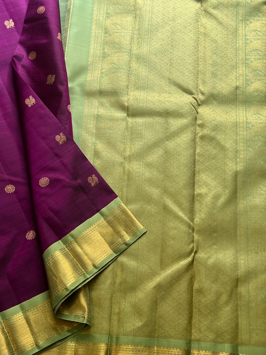 Purple green Korvai kanjipuram – chithraloomsbyCK