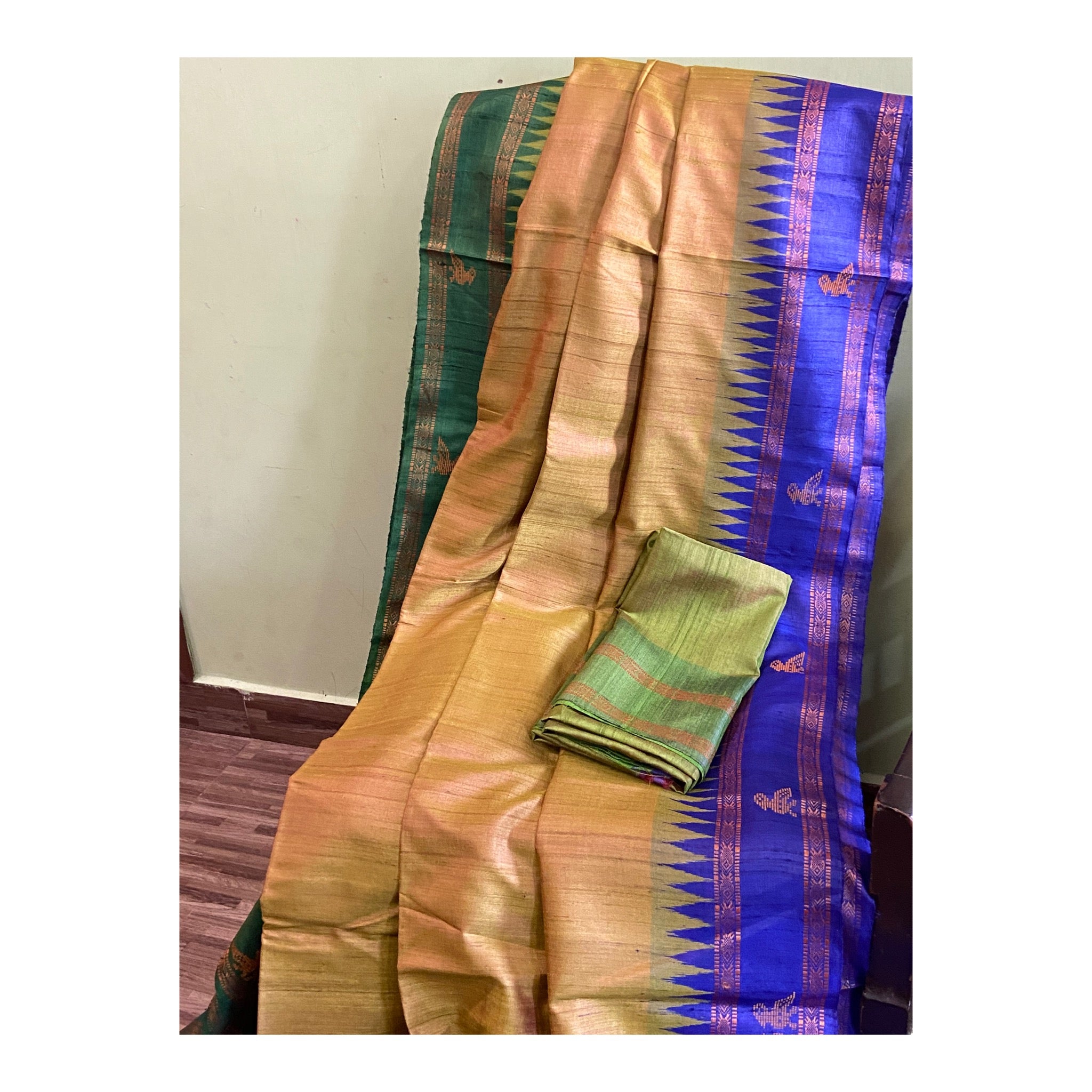 Buy NUAPATANAPATA Odisha Handloom sambalpuri tussar ghicha silk Gopalpur  Pure Tussar Ghicha Raw Silk Saree with Ikat Temple Border & Ikkat Pallu  With Blouse Piece for Ladies Girls & Women by TUS-136